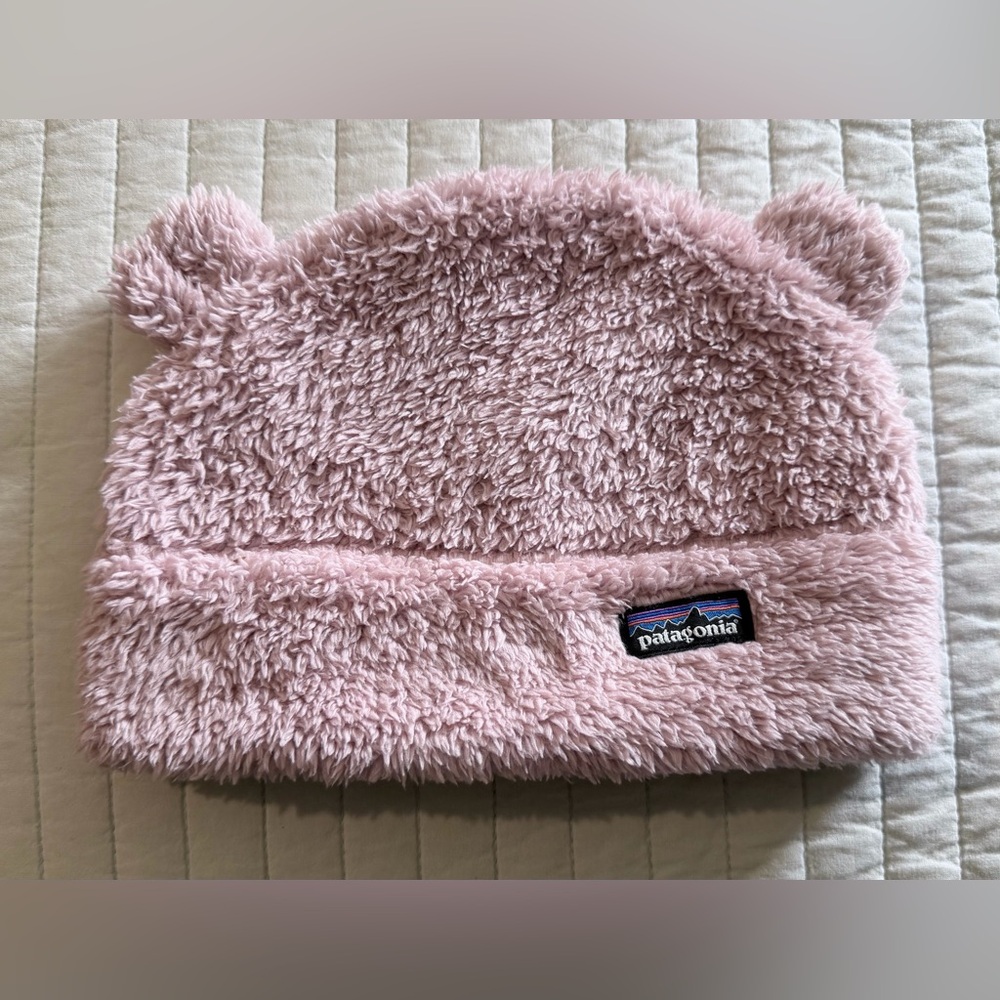Patagonia Kids Pink Plush Bear-Ear Beanie